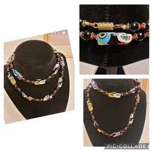 Vintage Italian Millefiori bead necklace art glass